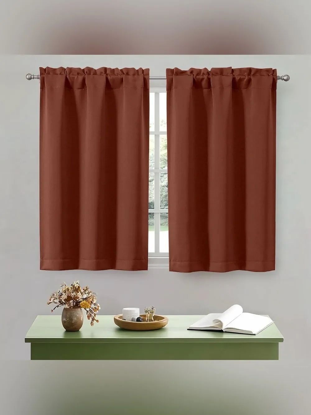 OWENIE Terracotta Blackout Curtains 2 Panels 30x45 Rod Pocket